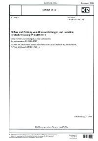DIN EN 1610 - Einbau und Prüfung von Abwasserleitungen und -kanälen - Dezember 2015, Stand: korrigierte Fassung September 2016