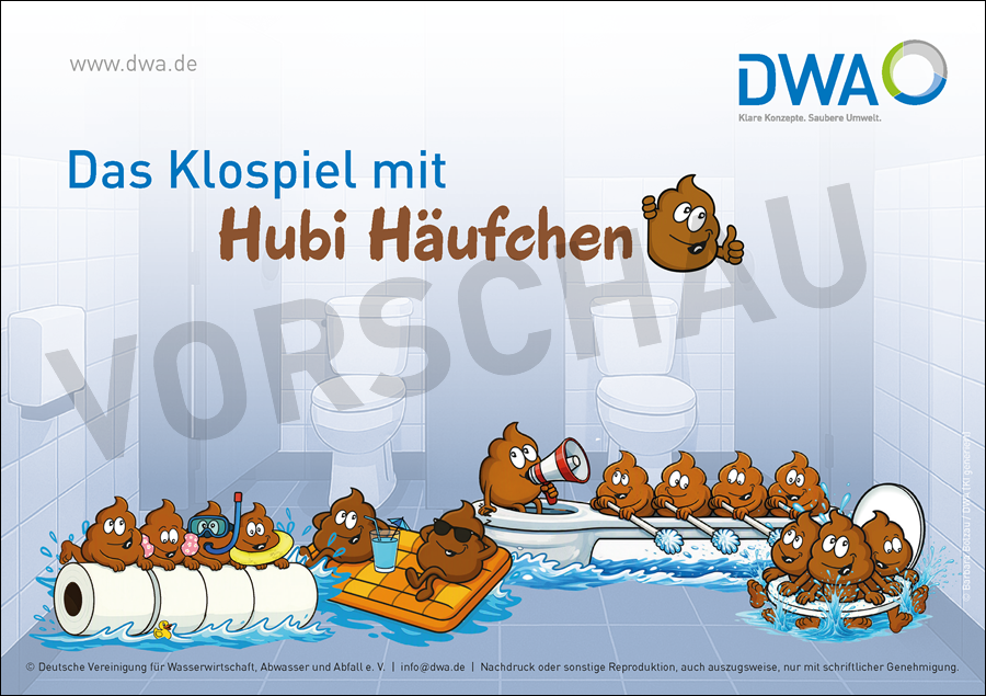 Das Klospiel mit Hubi Häufchen - Häufchen versenken (A5 Block mit 50 Blatt)