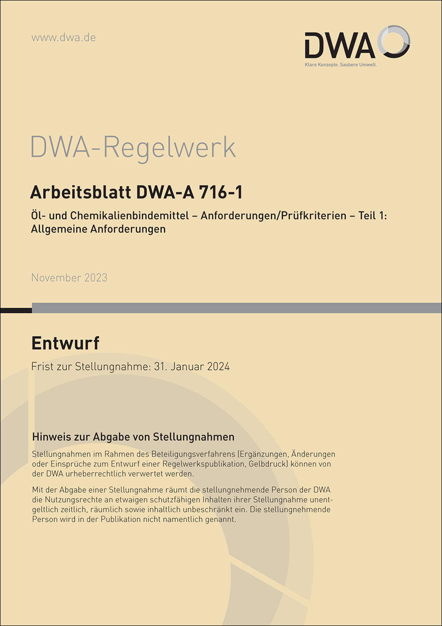 DWA-A 716-1 - Anforderung Ölbindemittel (11/2023)