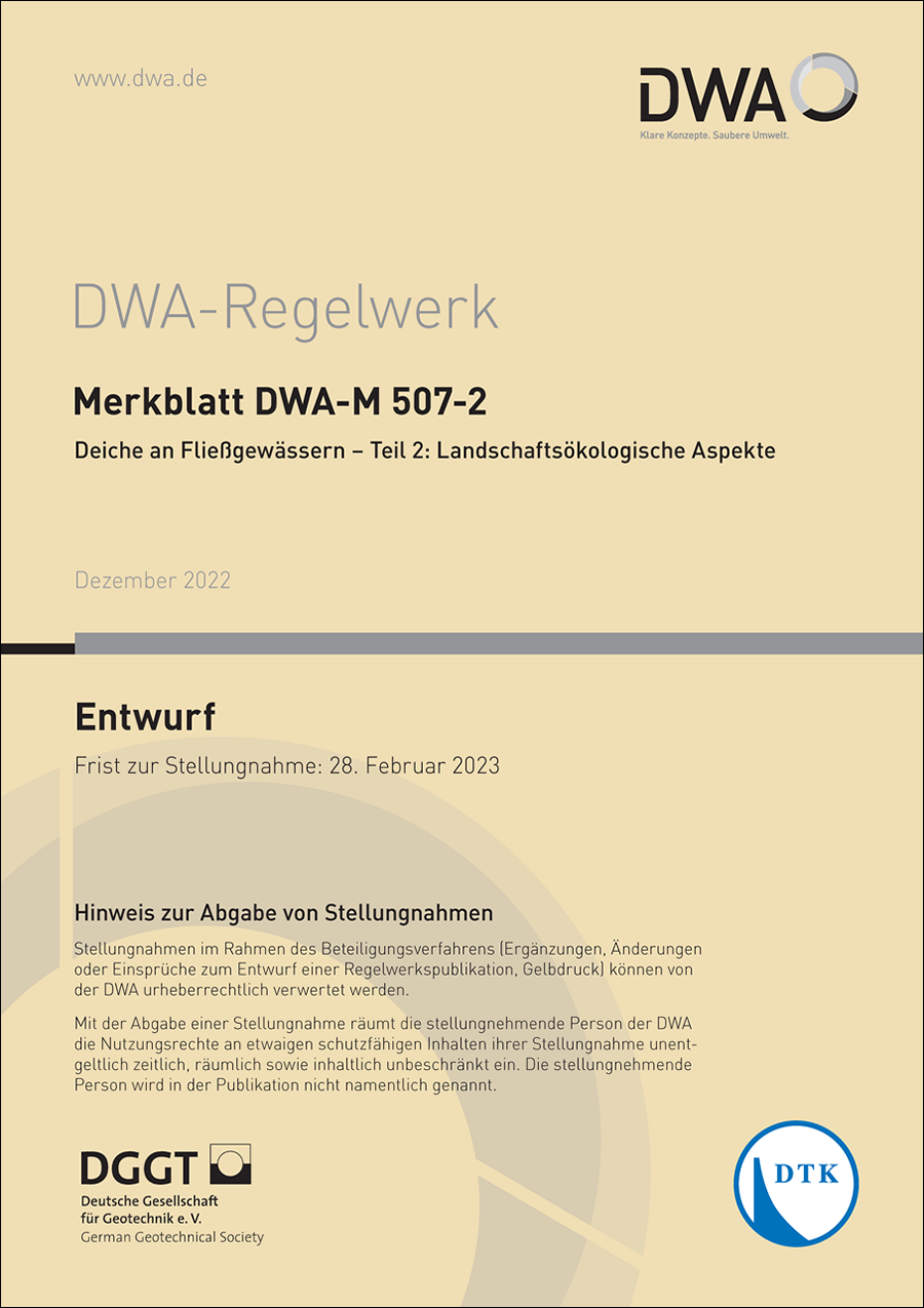 DWA-M 507-2 - Deiche an Fließgewässern - Teil 2: Landschaftssökologische Aspekte - Entwurf Dezember 2022