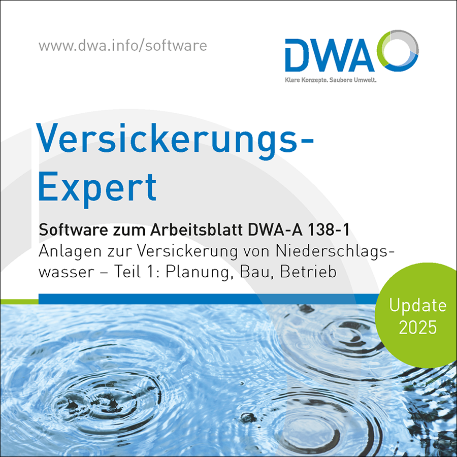 Versickerungs-Expert - Software zum DWA-A 138 T1 (Oktober 2024) - Version 6  Updatepreis für Kunden der Vorgängerversion 5