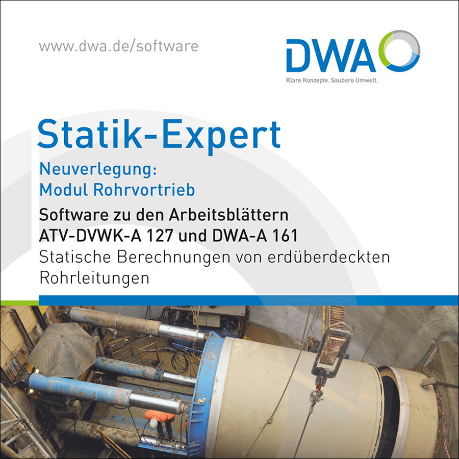 Statik-Expert - Standard-Edition, Modul Rohrvortrieb (DWA-A 161) zur statischen Berechnung von Vortriebsrohren - incl. 12 Monate Softwarepflege (Service Level: "Online-Only")