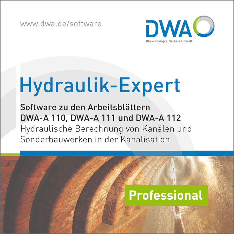 Hydraulik-Expert - Software zum DWA-A 110 und DWA-A 112 - upgrade von Version Standard auf Version Professional (Regenwasserentlastung,