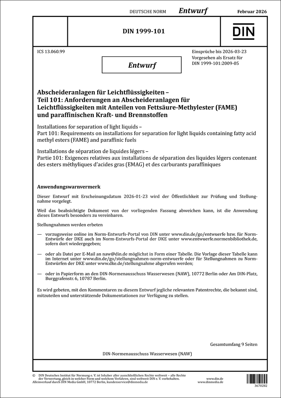 DIN 1999-101 Entwurf 2026
