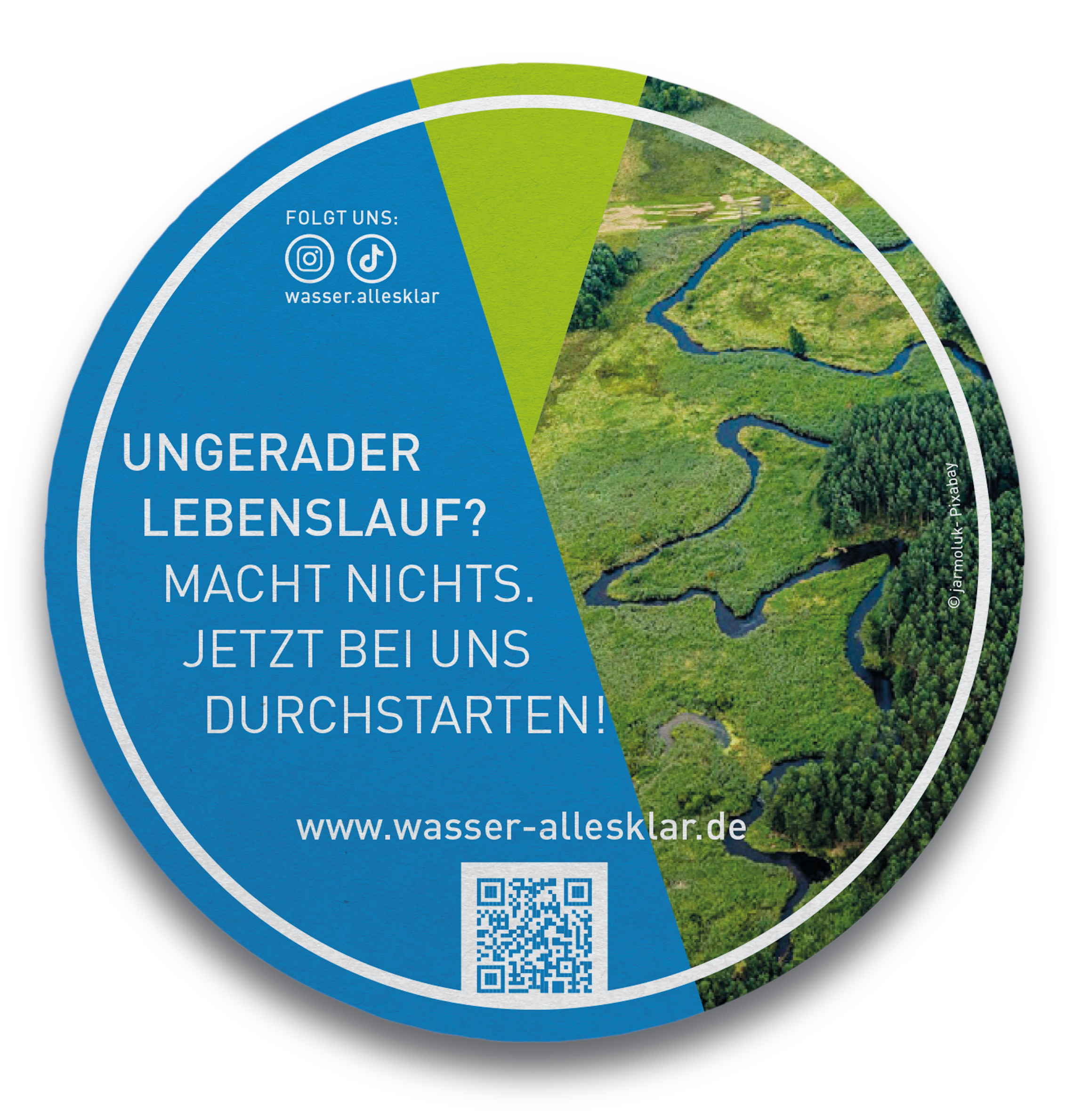 Nachwuchskräfteinitiative - Wasser alles klar! Bierdeckel "Ungerader Lebenslauf?" (50 Bierdeckel pro Verkaufseinheit)