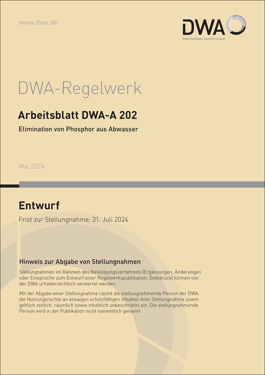 DWA-A 202 Elimination von Phosphor aus Abwasser - Entwurf Mai 2024