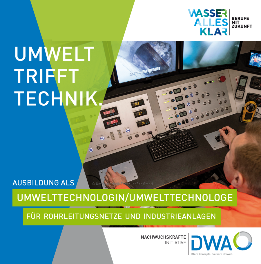 Flyer Umwelt trifft Technik - Ausbildung als Umwelttechnologin/-technologe für Rohrleitungsnetze und Industrieanlagen