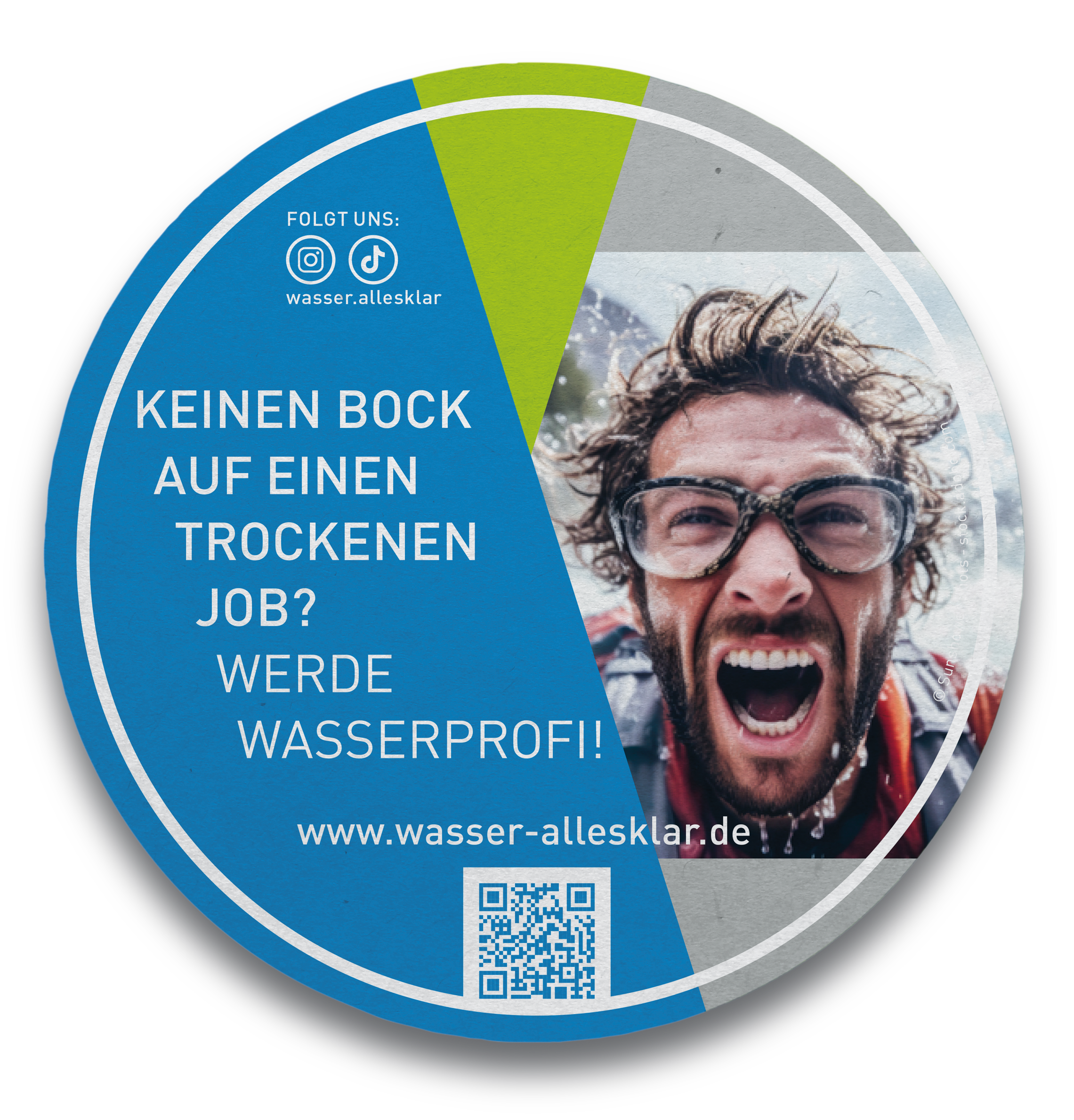 Nachwuchskräfteinitiative - Wasser alles klar! Bierdeckel "Keinen Bock auf einen trockenen Job?" (50 Bierdeckel pro Verkaufseinheit)