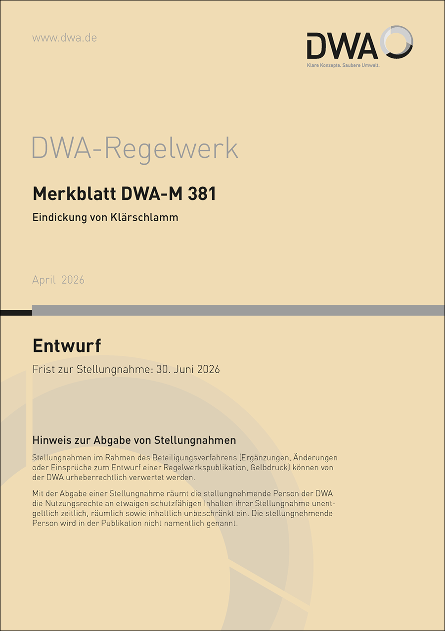DWA-M 381 - Eindickung von Klärschlamm - Entwurf April 2026